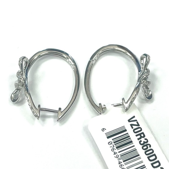 EFFY 14k White Gold Diamond Bow Tie Earrings (new with tags) - Picture 4 of 6